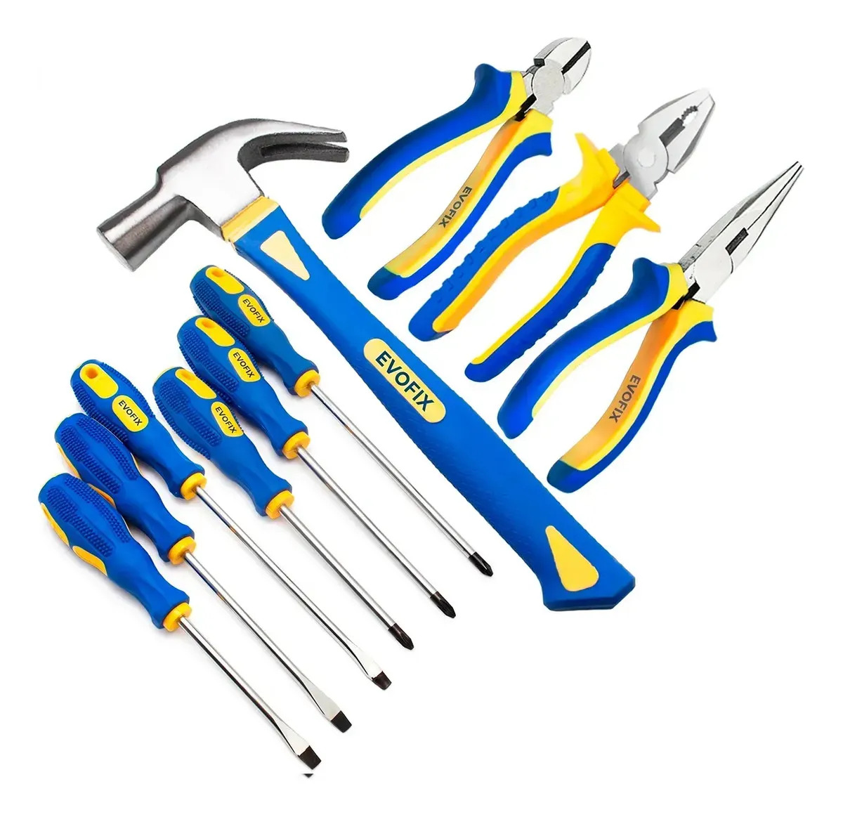 Jogo Ferramentas Com Martelo Alicates Chave Fenda Philips