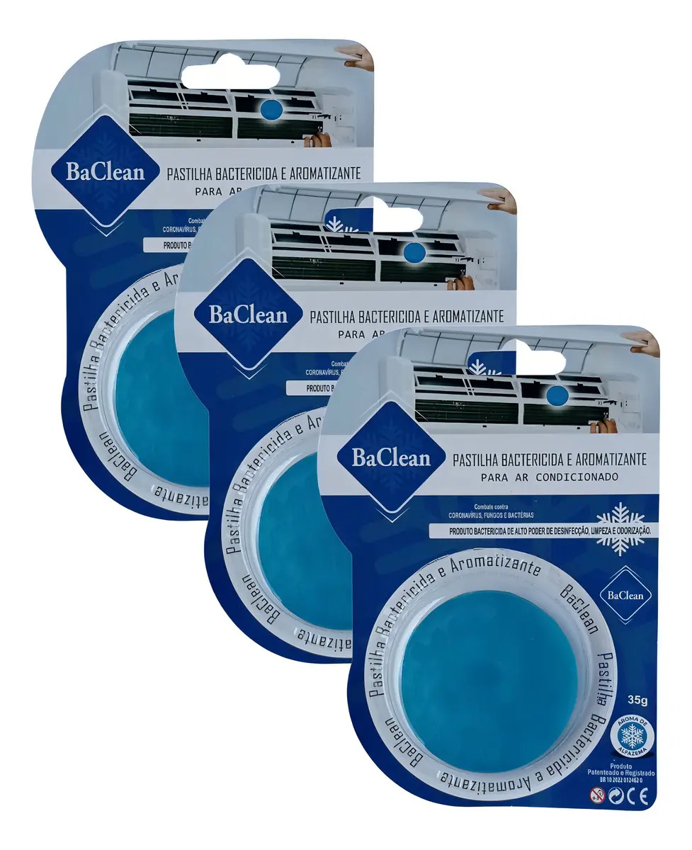 Kit 3 Pastilhas Bactericidas Ar Condicionado Ba Clean