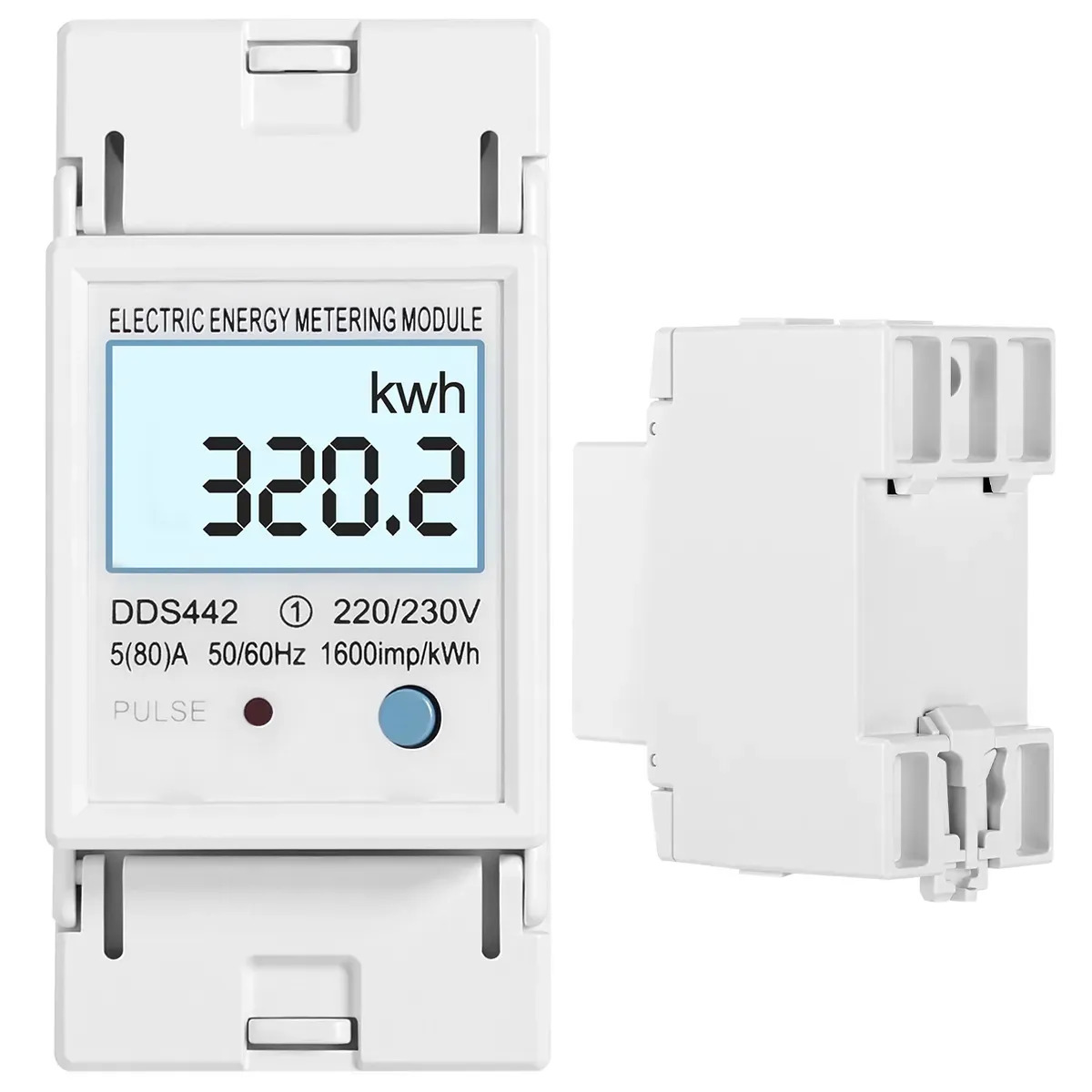 Medidor De Energia Elétrica Digital Monofásico De 80a Para Trilho Din 2p Bivolt Medidor Consumo Elétrica Digital Monofásico Led 80a Tensão Corrente, Potência E Energia Suporte Para Trilho