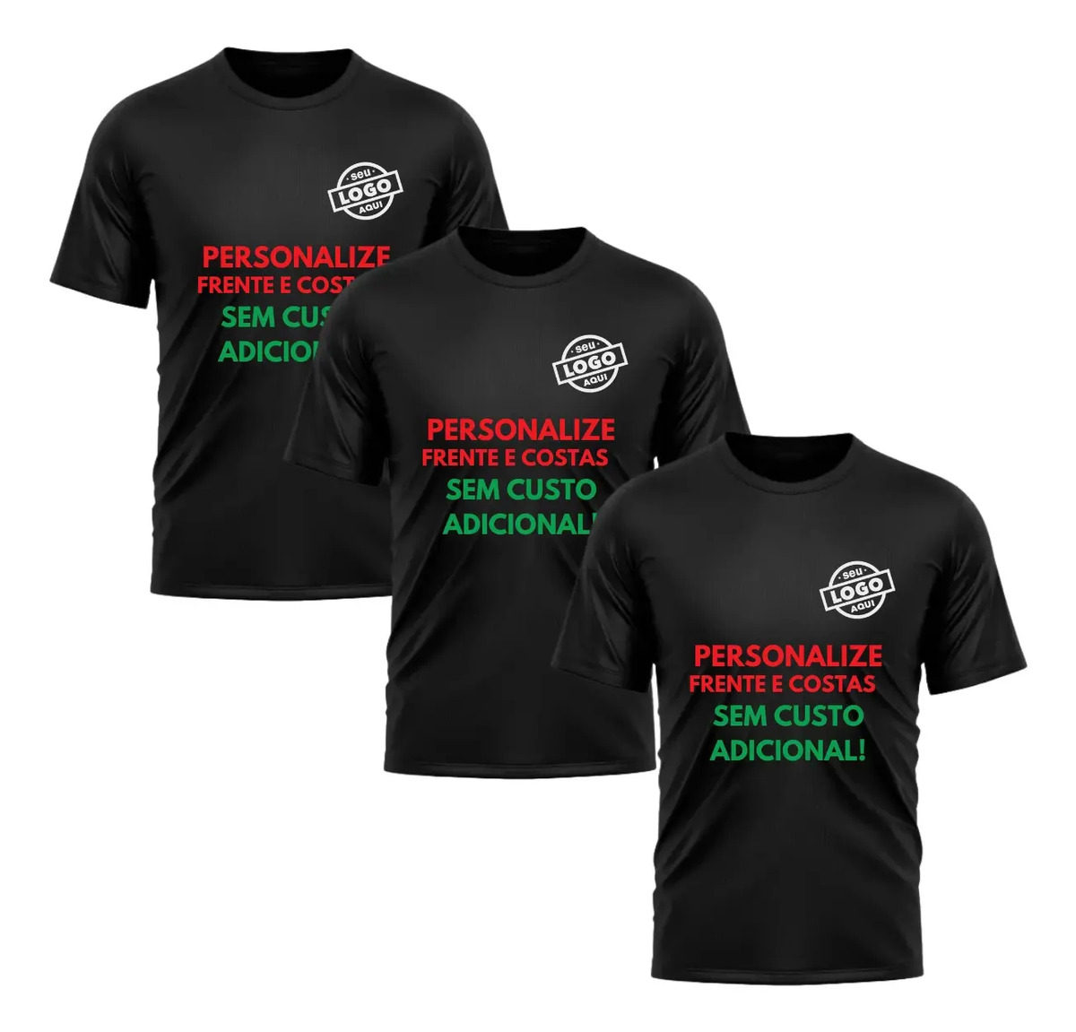 Kit 3 Camisetas Dry Fit Uv Personalizada Com Sua Estampa