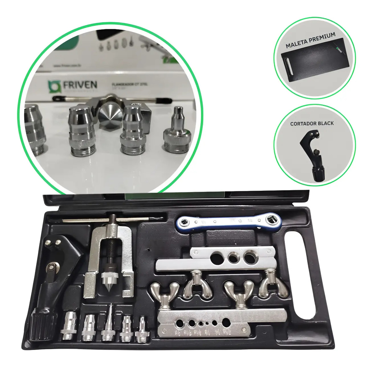Kit Flangeador C/ Cortador Alargador Chave Catraca 1/8 A 3/4