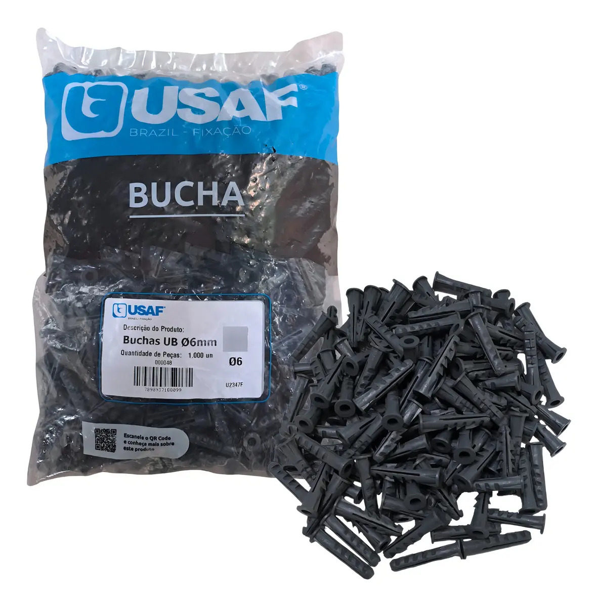 Bucha de Parede 6mm Polietileno Com Anel Kit 1000 Un USAF Convencional