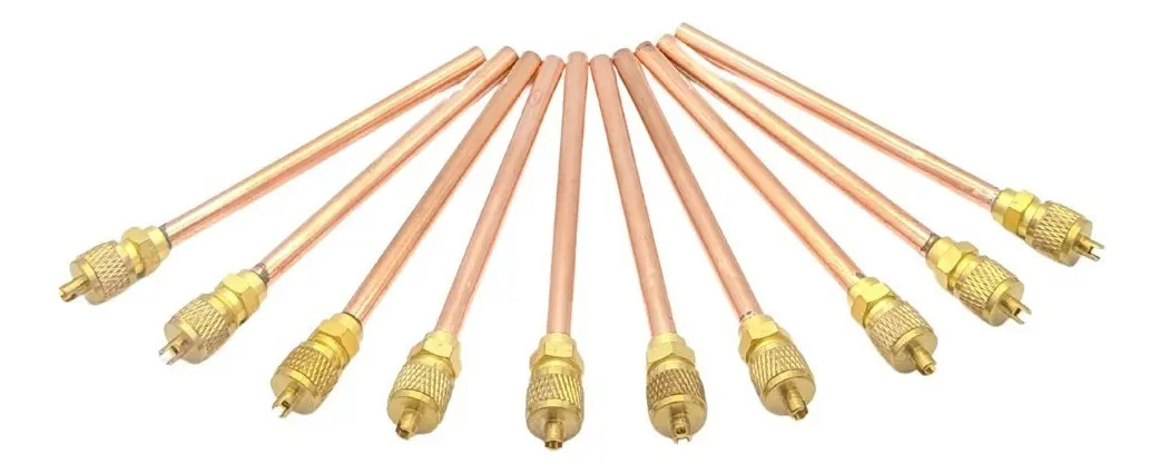 Válvula de Serviço FPK Bronze Kit 10 Schrader 1/4 100Mm 10cm para Refrigeração
