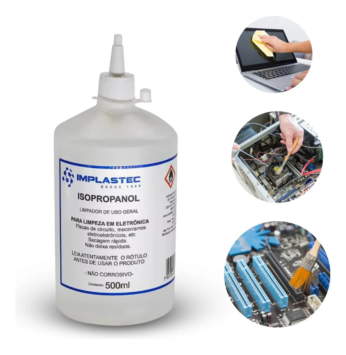Álcool Isopropílico 99,8% Puro Isopropanol 500ml Implastec