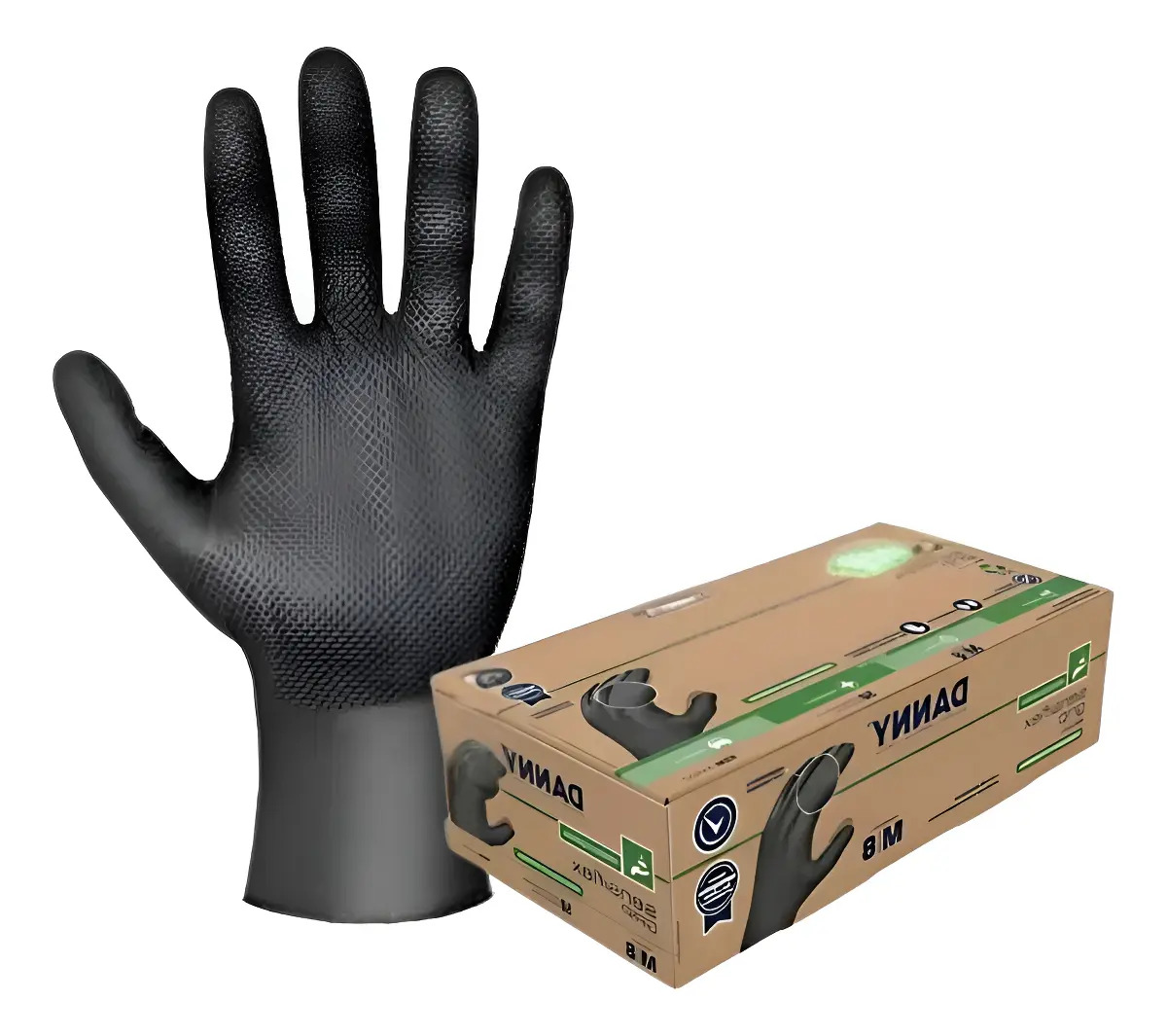 Luva Nitrílica Sensiflex Grip Preta Mecânico Reforçada 50 Un