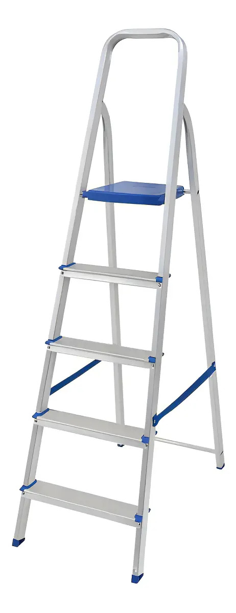 Escada C/ 5 DEGRAUS DE ALUMINIO 100% Tesoura Resistente Mor