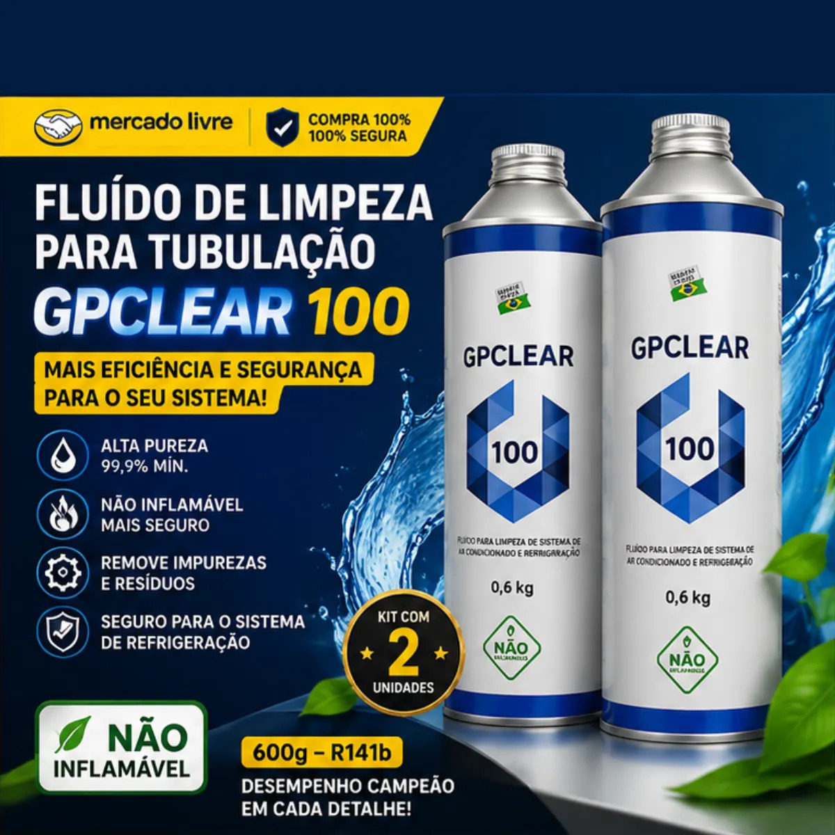 2 Fluidos Limpeza Gp Clear 141b 600g Sistemas Refrigeração