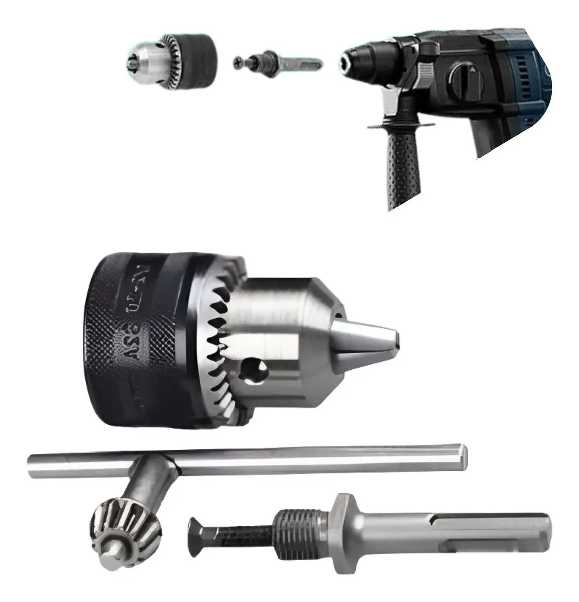 Mandril 13mm Com Adaptador SDS Plus Para Martelete Converte Em Furadeira Profissional 1/2 KLM