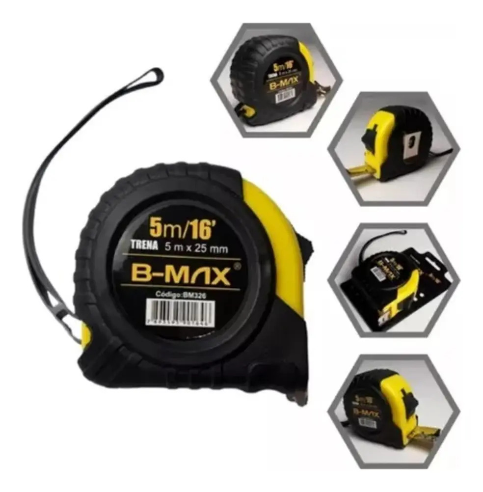 Trena Retrátil Profissional 5m X 25mm Fita Métrica Aço