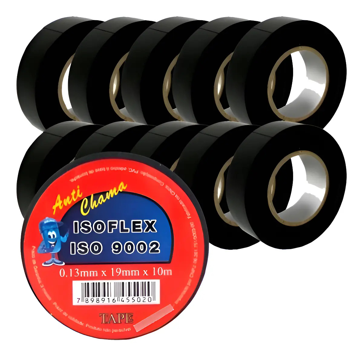 Fita Isolante Anti Chama 19mm X 10m C/ 10 Unidades Isoflex