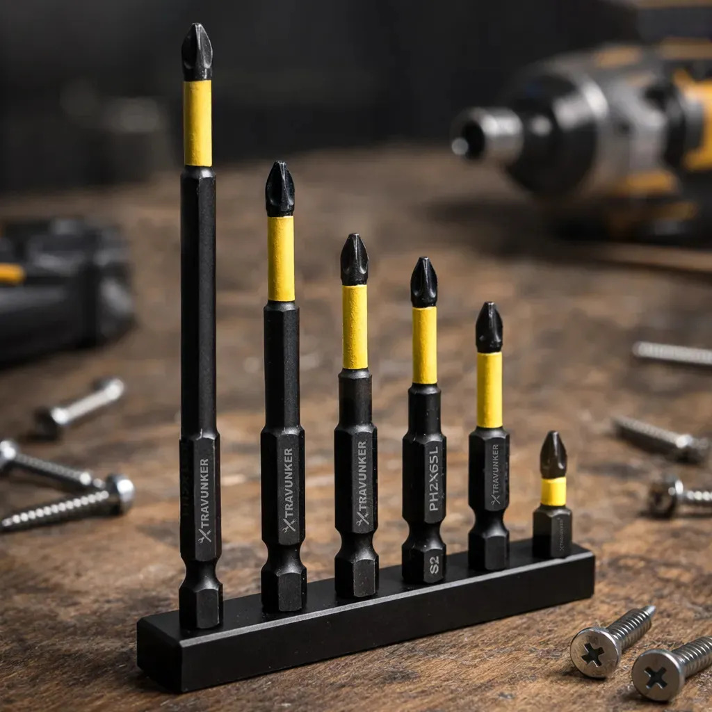 Jogo Bits Magnético Ph2 1/4 Sextavado 6 Peças 25mm 50mm 65mm 70mm 90mm 150mm Ponteira Philips Imantada Antiderrapante Parafusadeira Furadeira Profissional