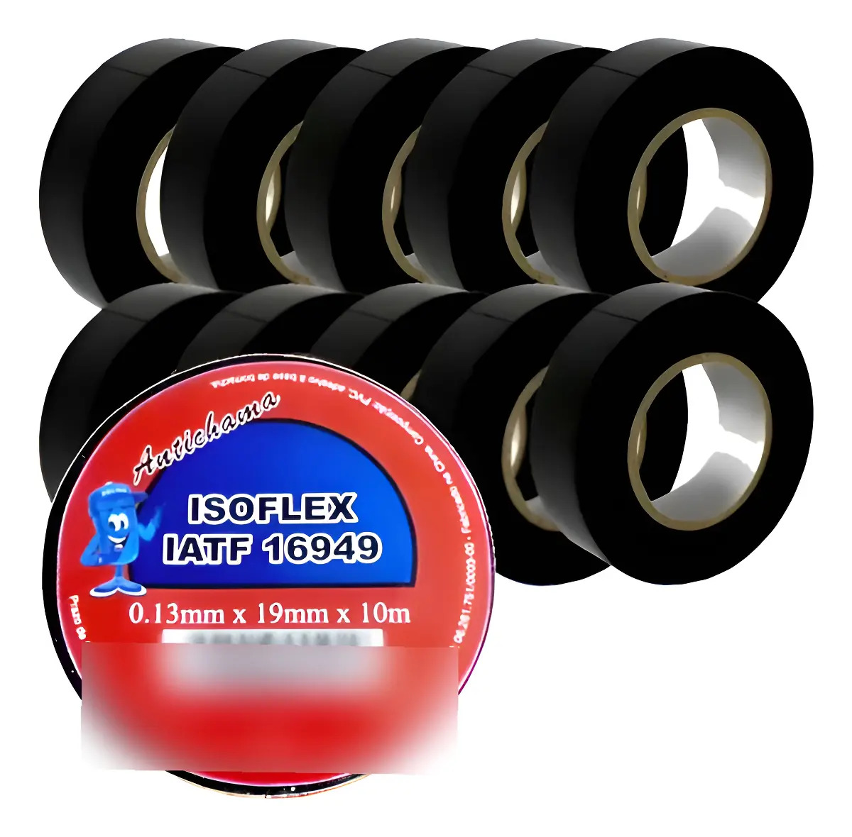 Kit 50 Rolos Fita Isoflex 10m 19mm Antichamas Uso Geral