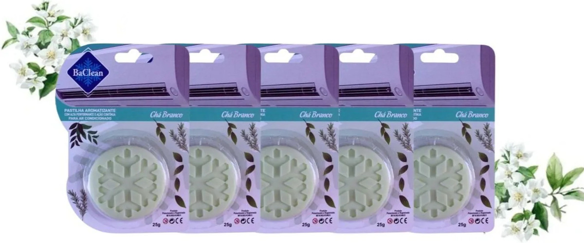 5 Pastilhas Baclean Bactericida Chá Branco Ar Condicionado