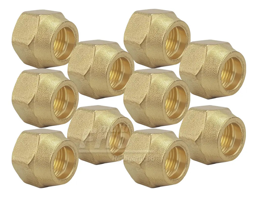 Kit Com 10 Porcas Curta Forjada 3/8 Sae Latão