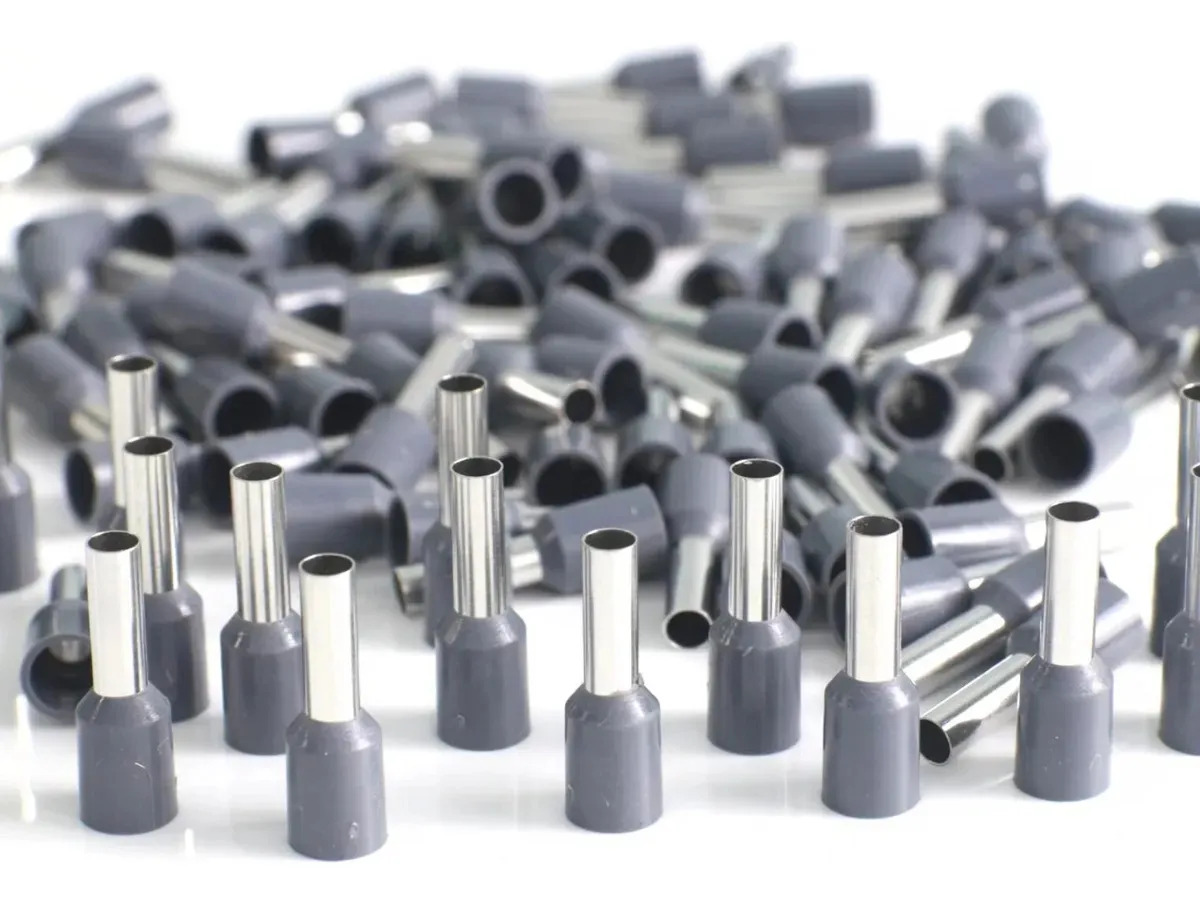 200x Terminal Tubular Ilhos 4mm Conector Pré Isolado Cinza E4009