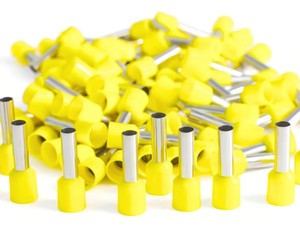 500x Terminal Tubular Ilhos 6mm Conector Pré Isolado Amarelo E6012