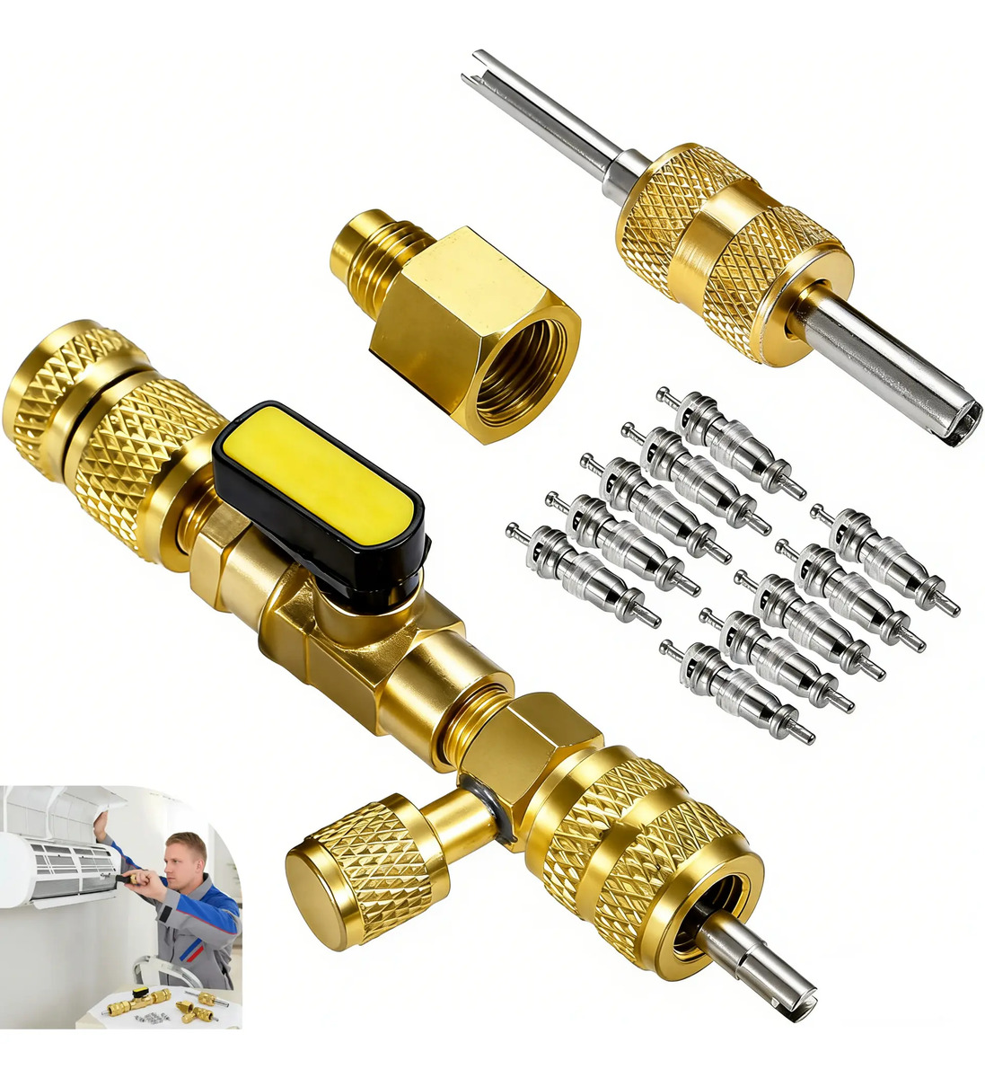 Kit 4 Extrator Instalador Válvula Schrader De Ar Condicionad