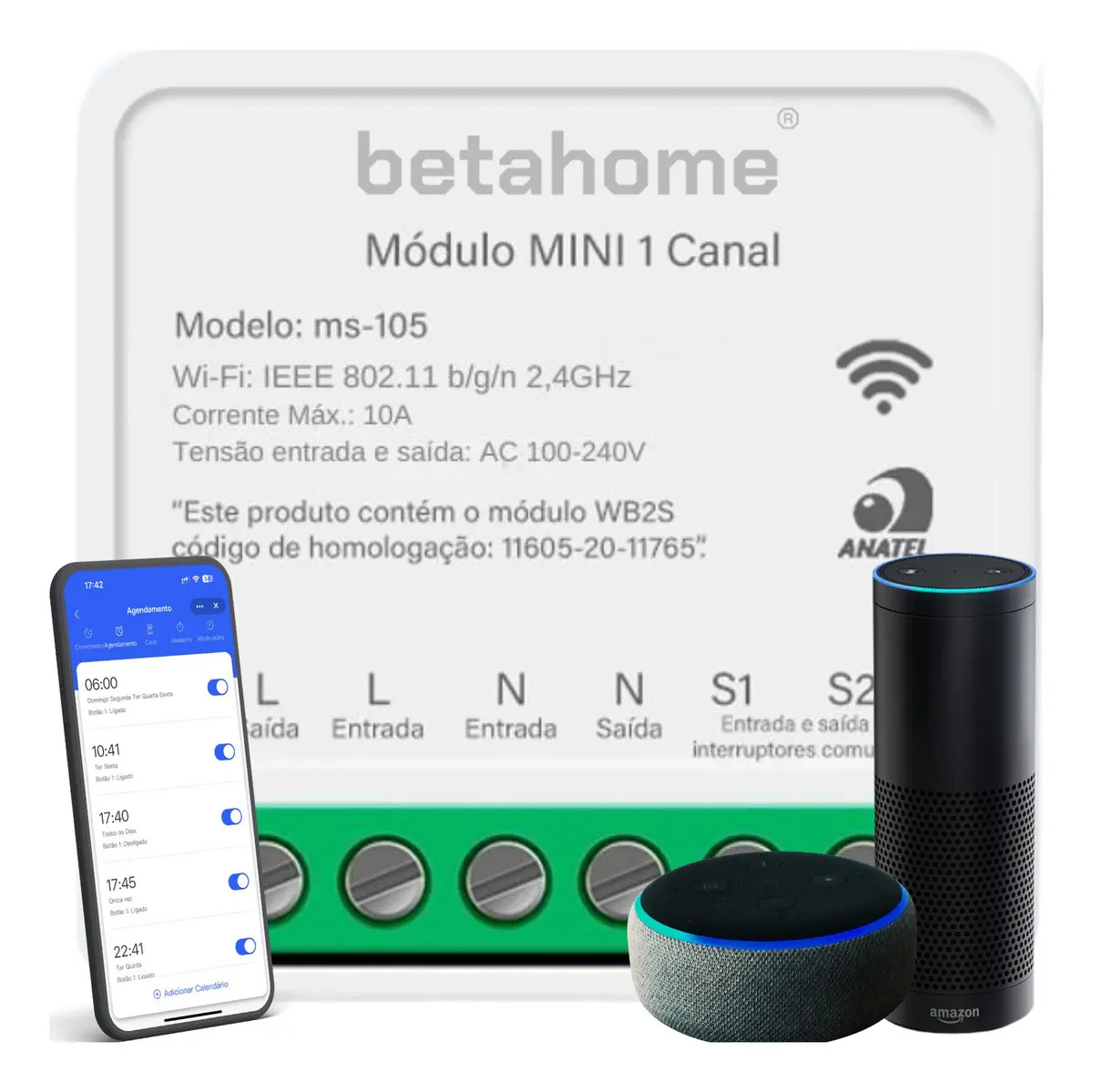 Mini Interruptor Inteligente Wi-Fi Betahome para Automação Residencial