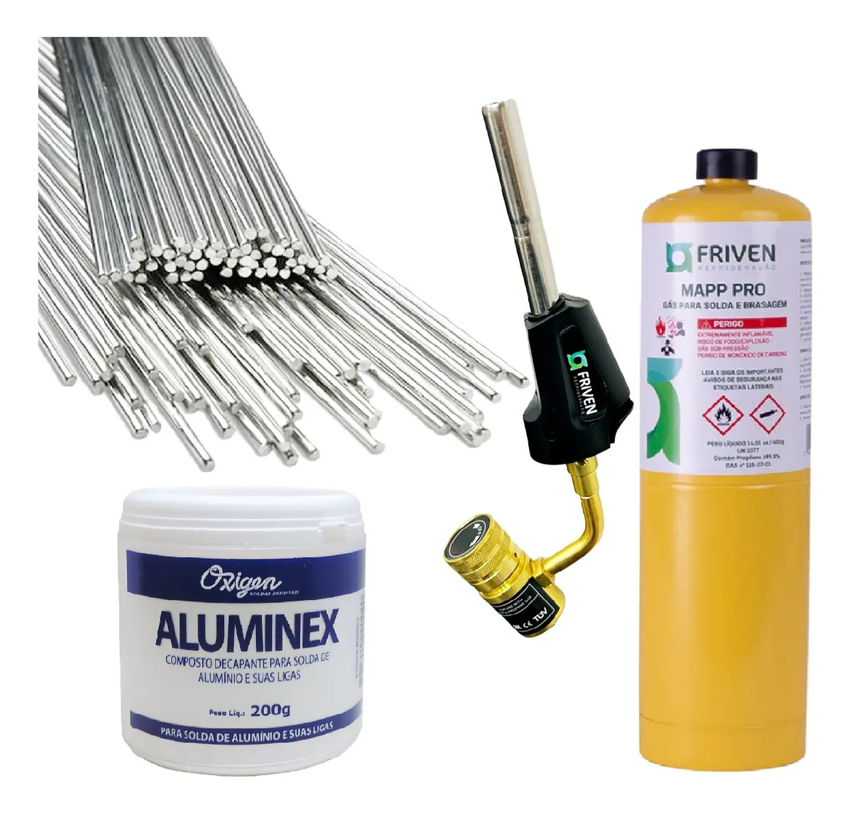 Kit Completo Para Solda Alumínio Maçarico Automatico Mapp