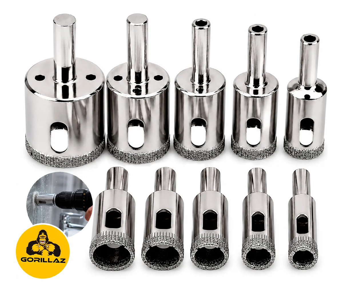 Jogo Brocas Diamantadas 6-30mm Vidro Ceramica Piso 10 Peças
