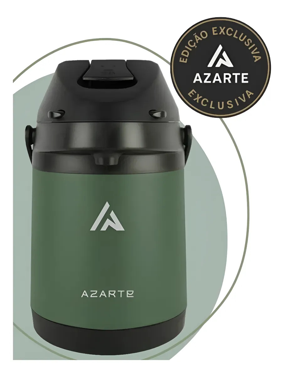 Garrafa Térmica Azarte Inox 2,5l Tereré - 24h Frio Cor Verde