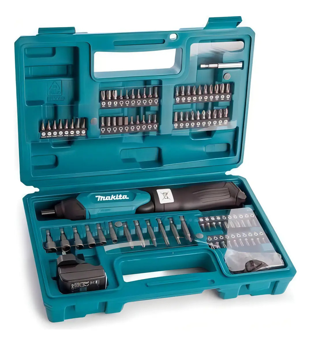 Parafusadeira à Bateria Makita + KIT com 81 Acessórios Df001dw - Cor Azul-turquesa Frequência 60Hz