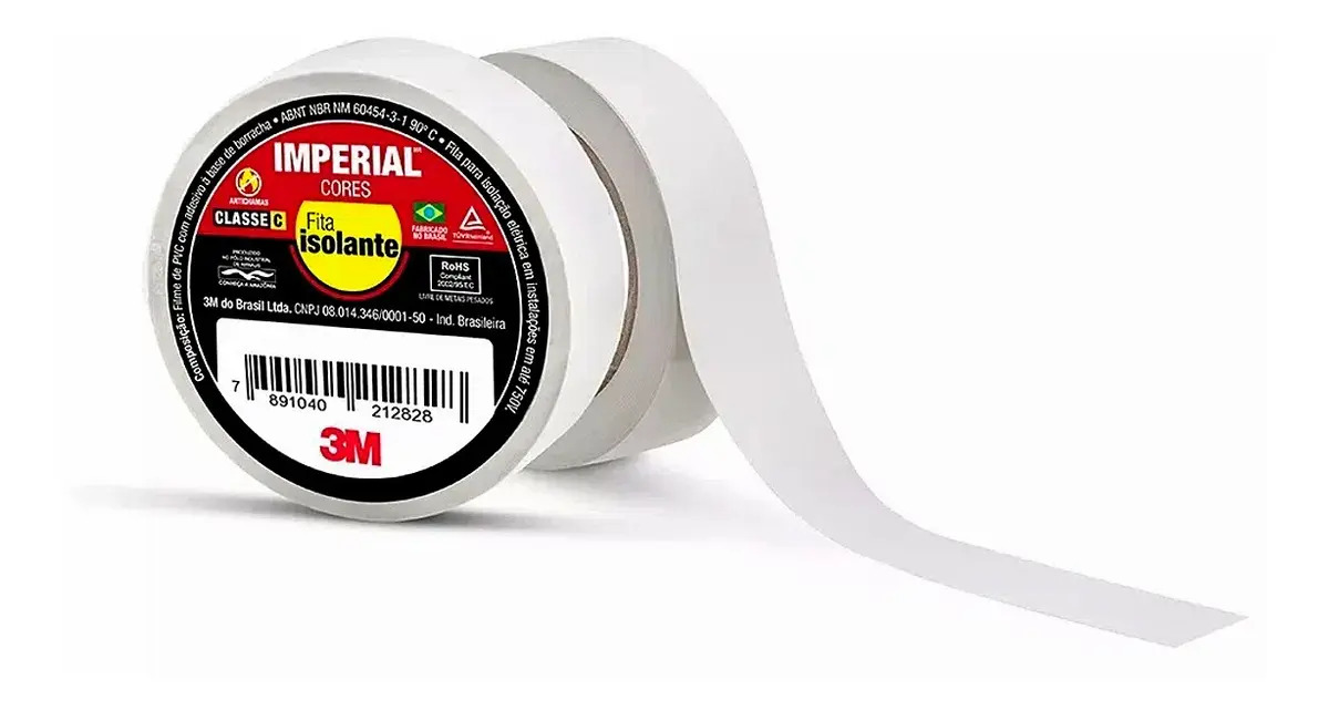 Fita Isolante Imperial 3m HB004298020 Branca 18mm X 20m