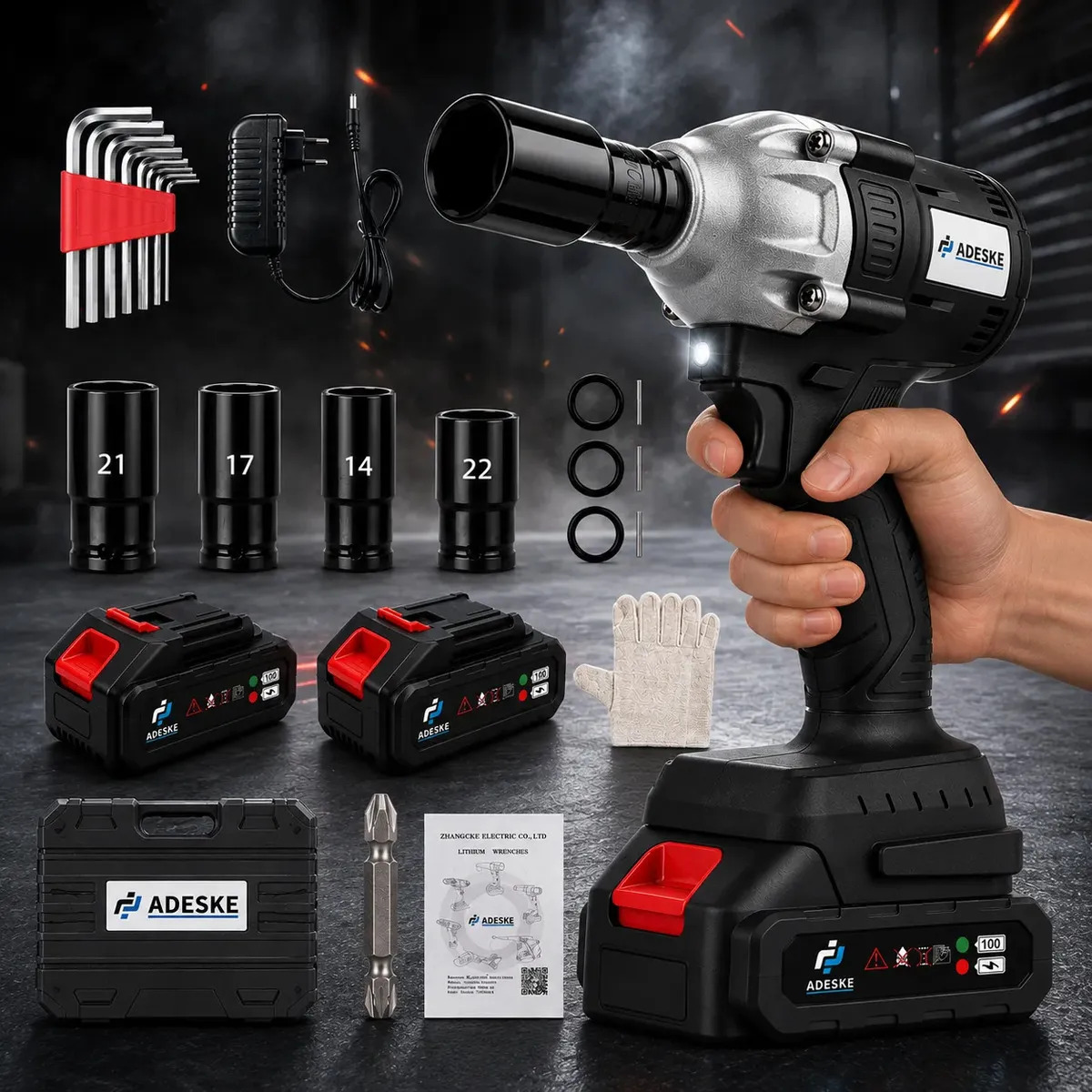 Kit Chave De Impacto 21v 320nm Brushless Sem Escova Parafusadeira Ferramentas 2 Bateria Eletrica Bivolt Com Acessorios Carregador Maleta Portatil