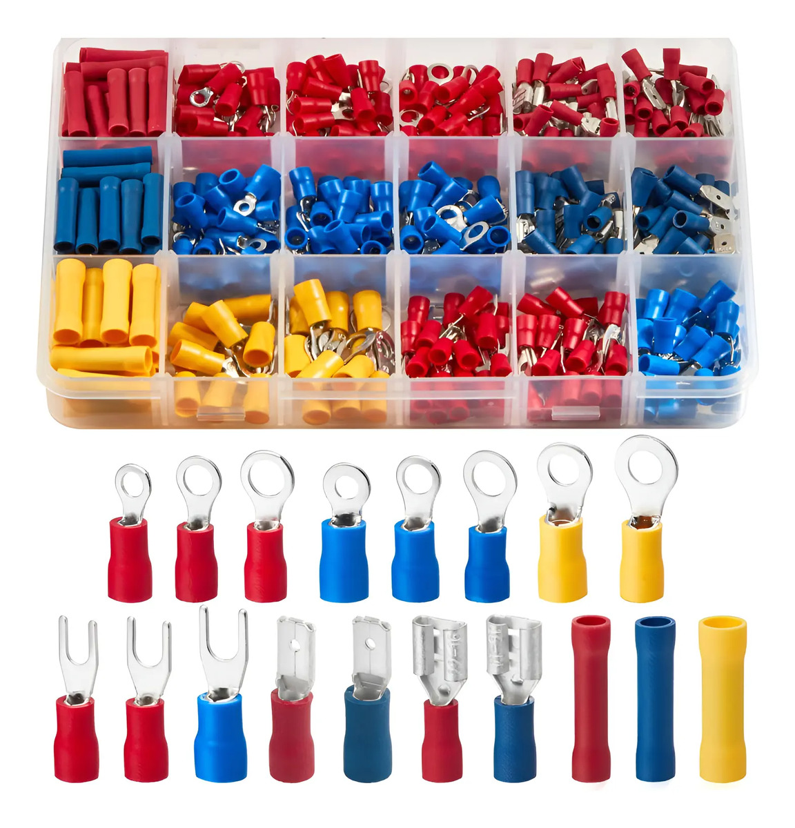 Kit Terminal Elétrico Pré-isolado Conector Olhal Garfo Luva