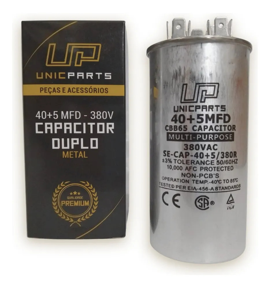 Capacitor Duplo Ar Condicionado 40+5uf 380v Unicparts