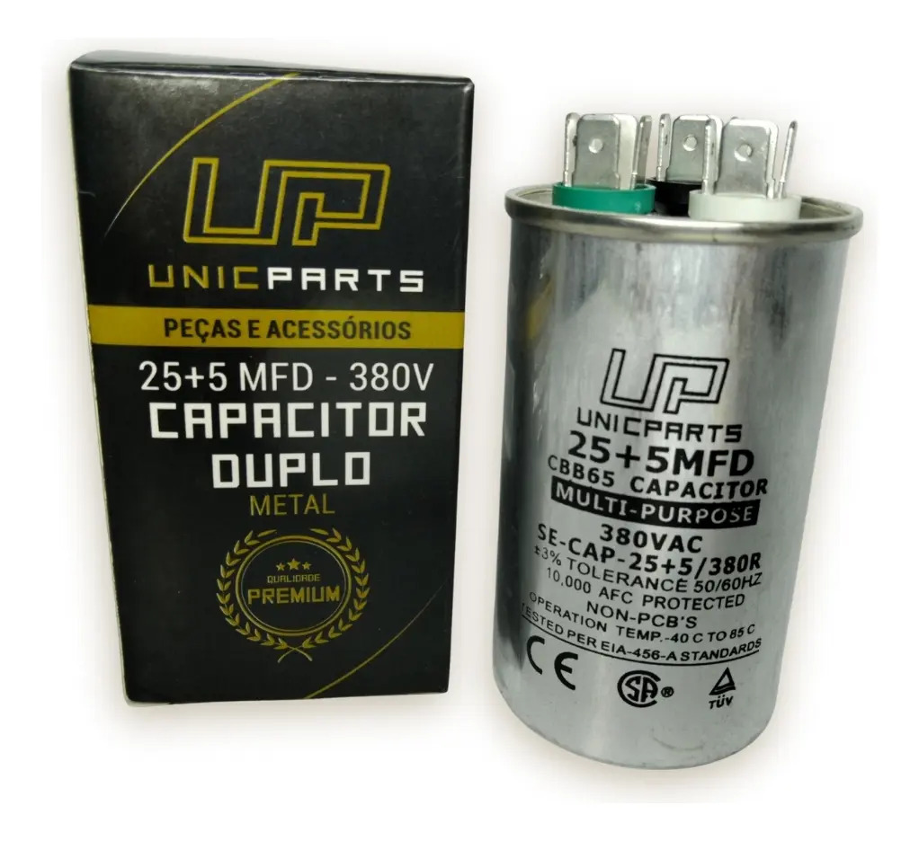 Capacitor Duplo 25+5mfd 380v Metal Up Para Ar Condicionado