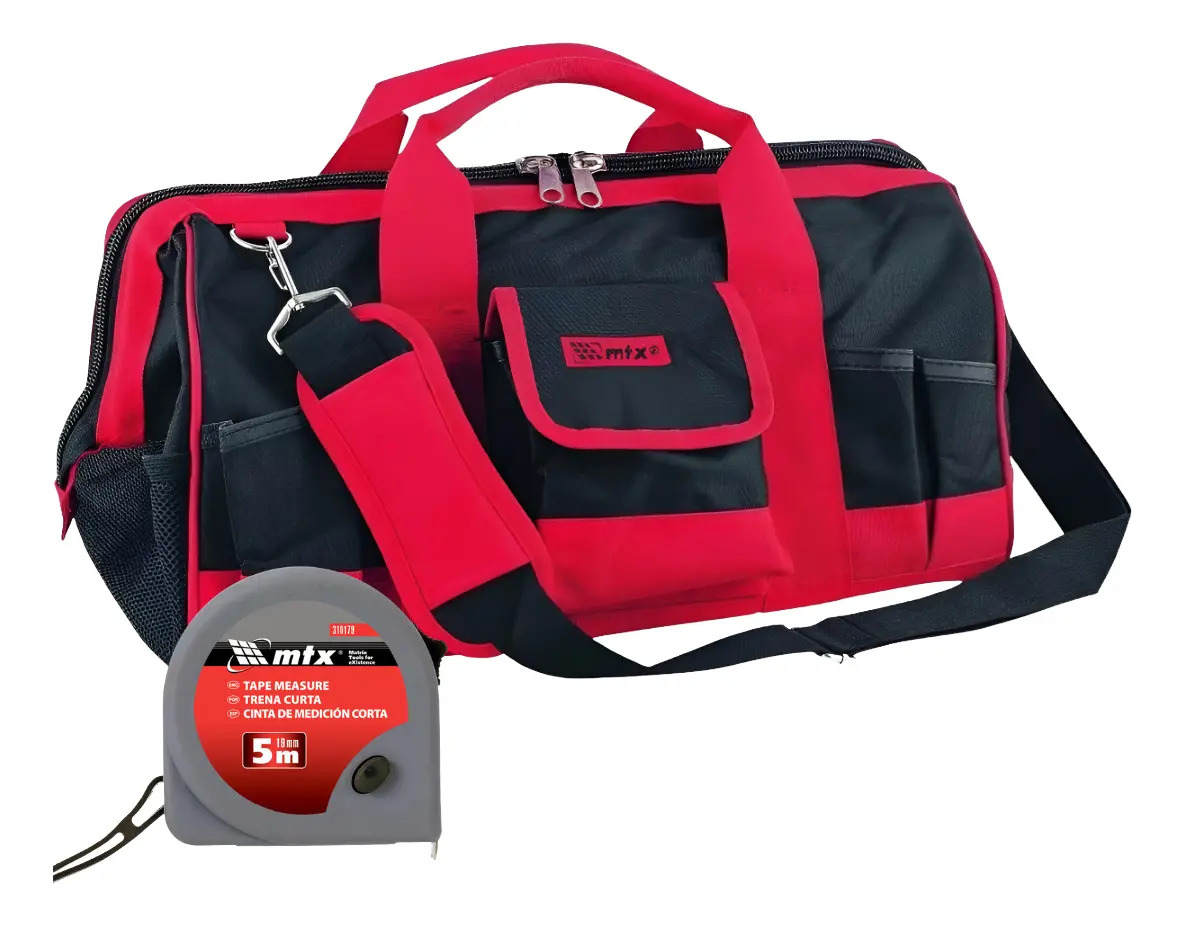 Bolsa Grande P/ Ferramentas Mtx 32 Bolsos + Trena 5 Metros