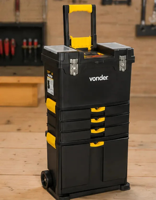 Caixa para Ferramentas com Rodas Gavetas e Compartimentos VONDER CRV 0500