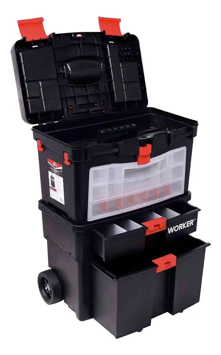 Caixa plástica para ferramentas 24,5'' com rodas e gavetas Worker