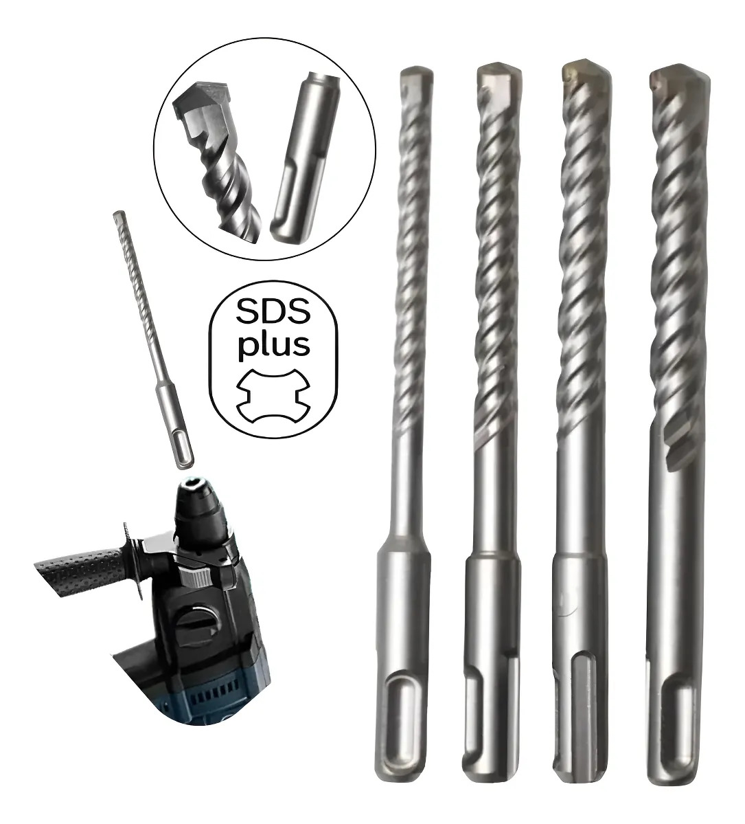 Jogo de brocas SDS Plus KLM — 6, 8, 10 e 12 mm