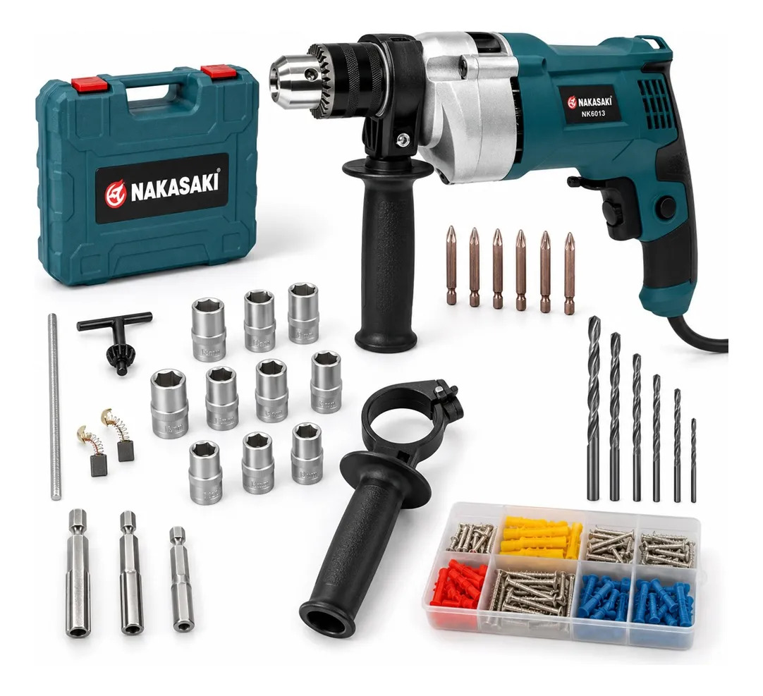 Furadeira de impacto e parafusadeira — 1.000 W, mandril de 13 mm