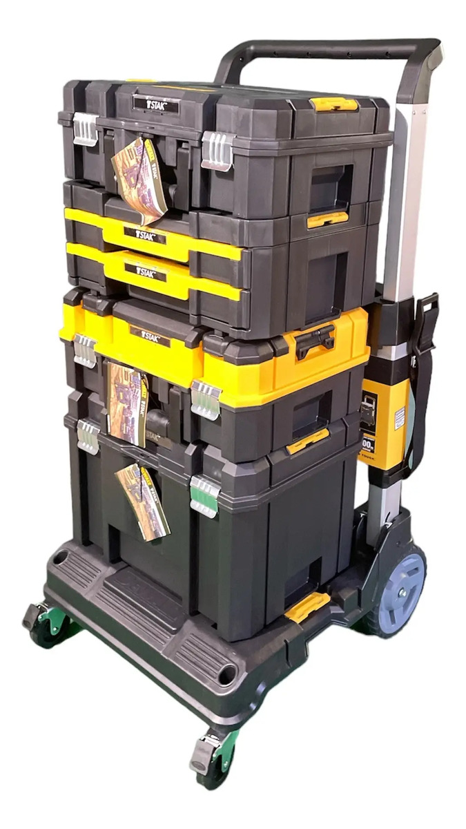 Kit carro organizador DeWalt TSTAK com 4 caixas de ferramentas