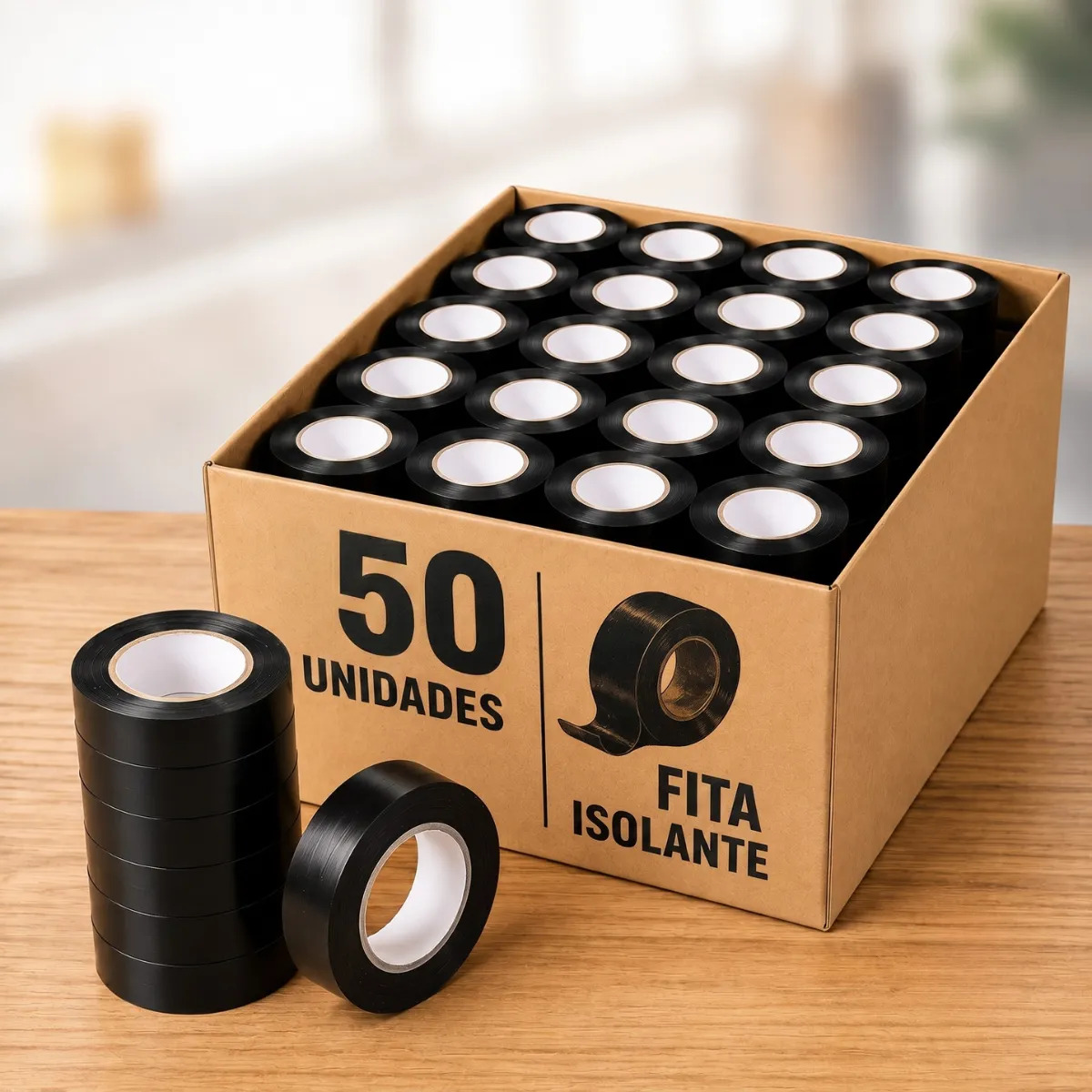 Kit de 50 fitas isolantes pretas 17 mm x 5 m