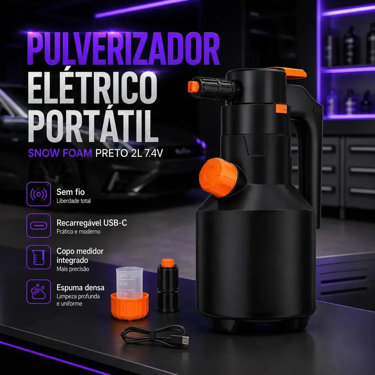 Pulverizador de espuma elétrico recarregável Snow Foam