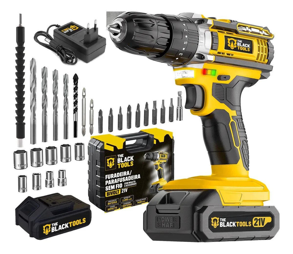 Parafusadeira e furadeira de impacto The Black Tools TB-21PW 3/8