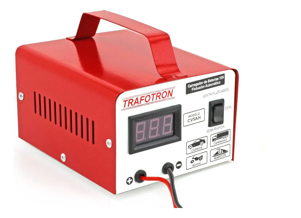 Carregador de bateria Trafotron CV5 12 V 5 A para carro e moto