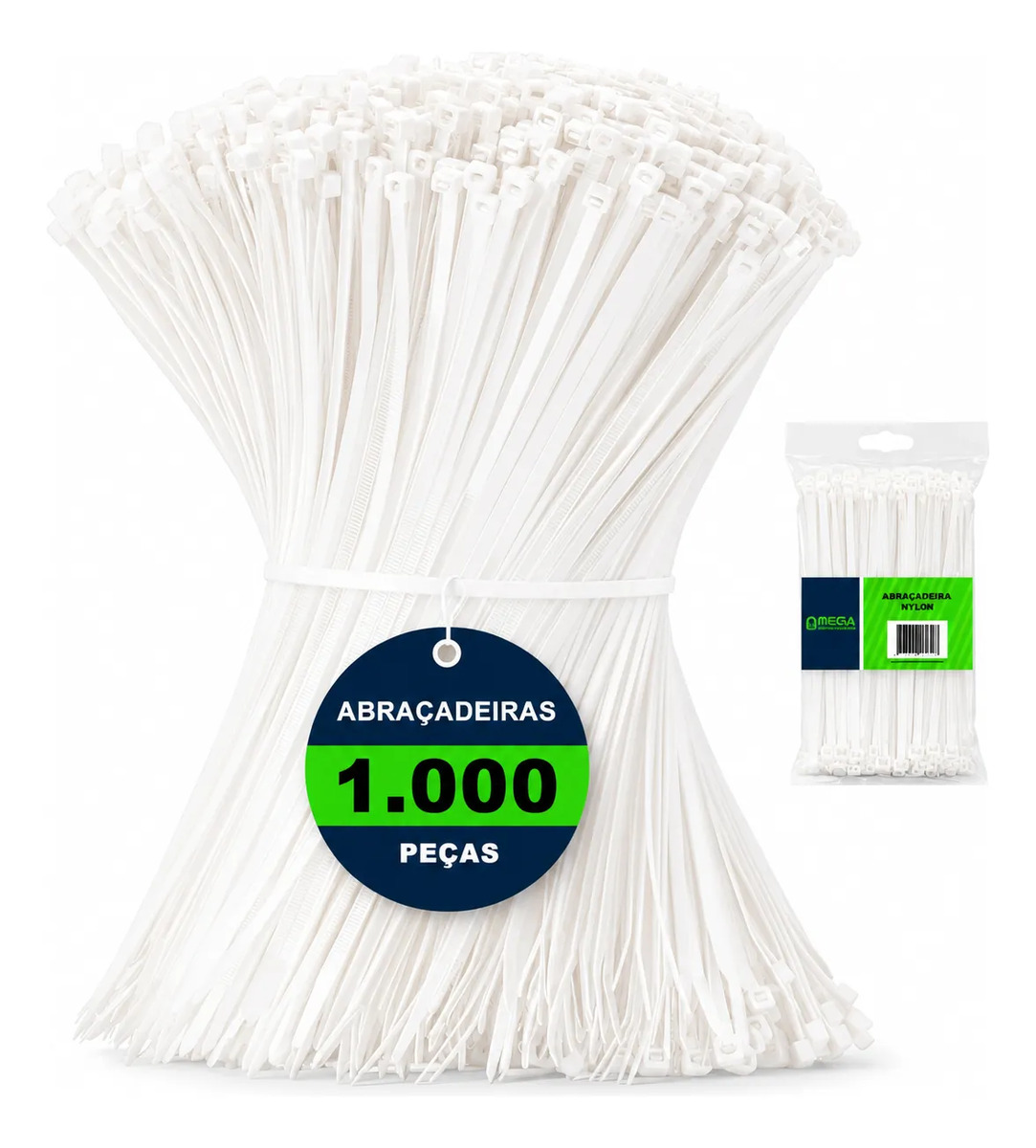 Kit 1.000 Abraçadeiras Nylon Plástica Presilha 2,5mm X 100mm