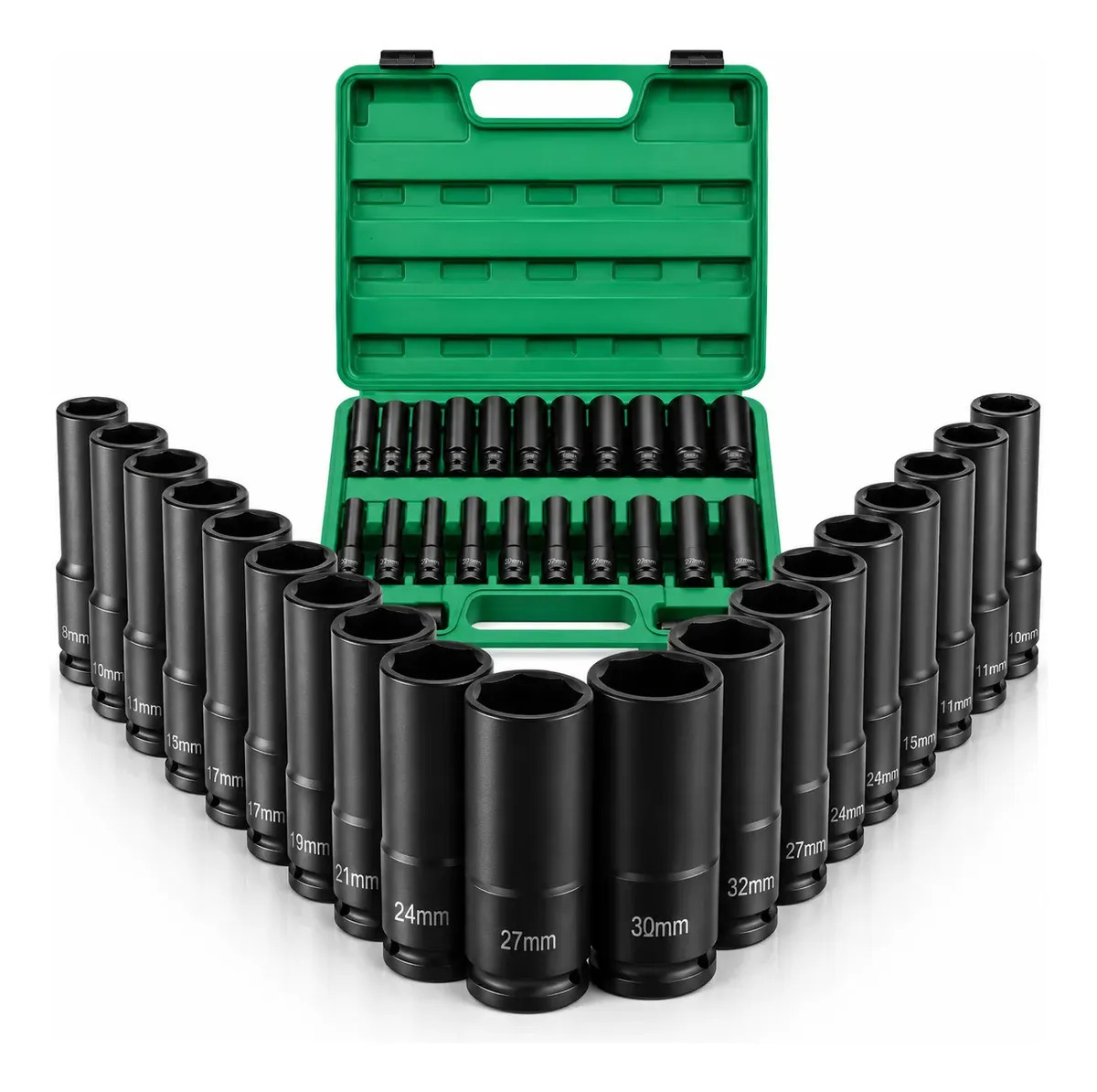 Jogo de Soquetes Longos de Impacto VLX 1/2" — 15 Peças