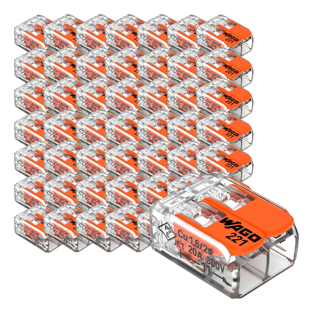 Conector Wago 221-412 para 2 Fios — 50 Peças