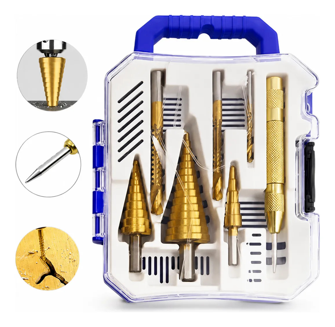 Kit 7 Brocas Escalonadas de Aço Rápido — 4 a 32mm