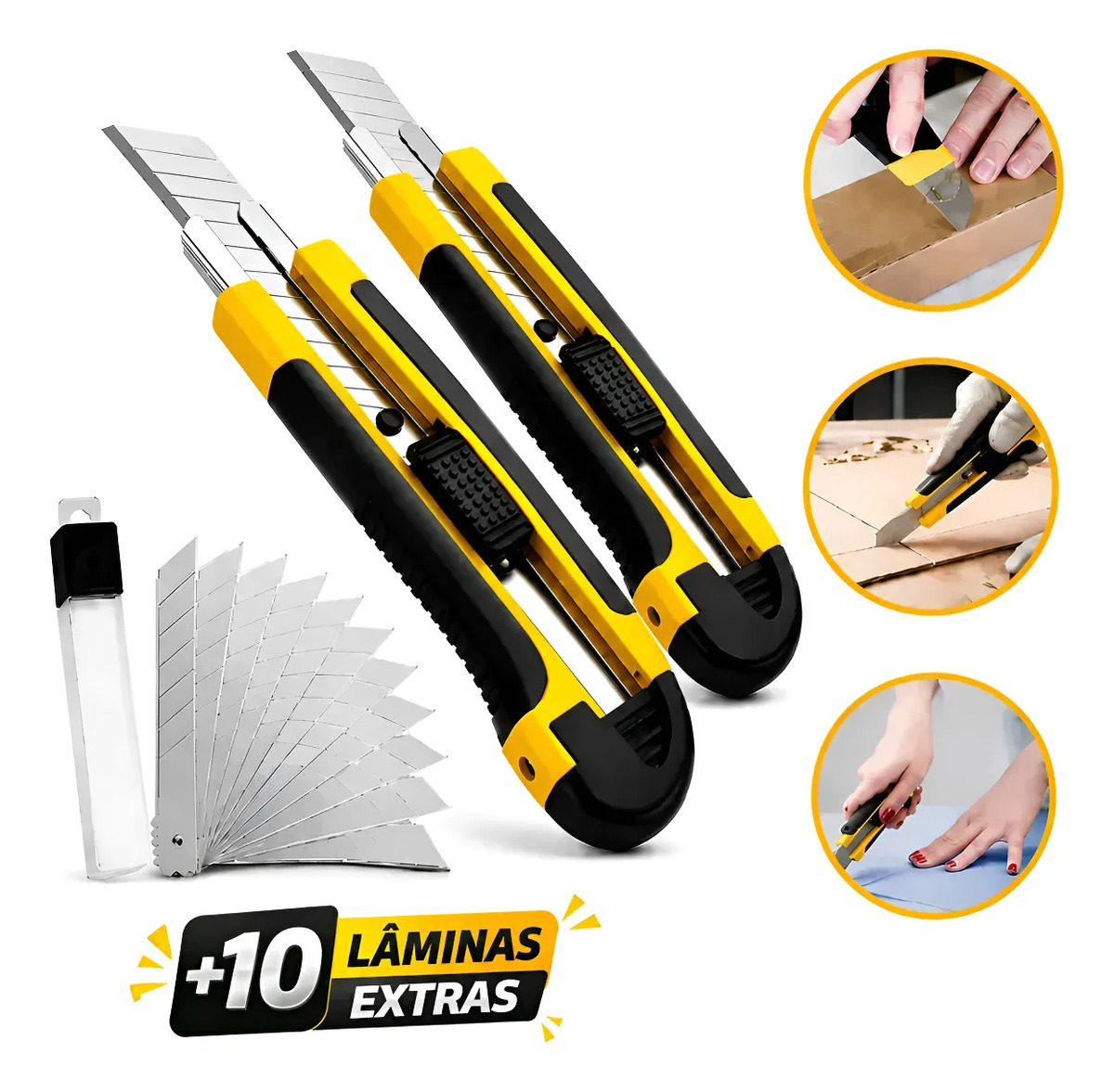 Kit 2 Estilete Profissional 18mm Emborrachado Aço + Lâminas