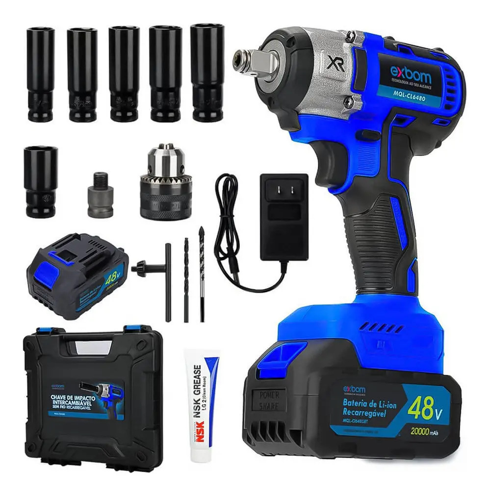 Parafusadeira Impacto Exbom 48V 2 Baterias MQL-CI6480 Velocidade 2300rpm