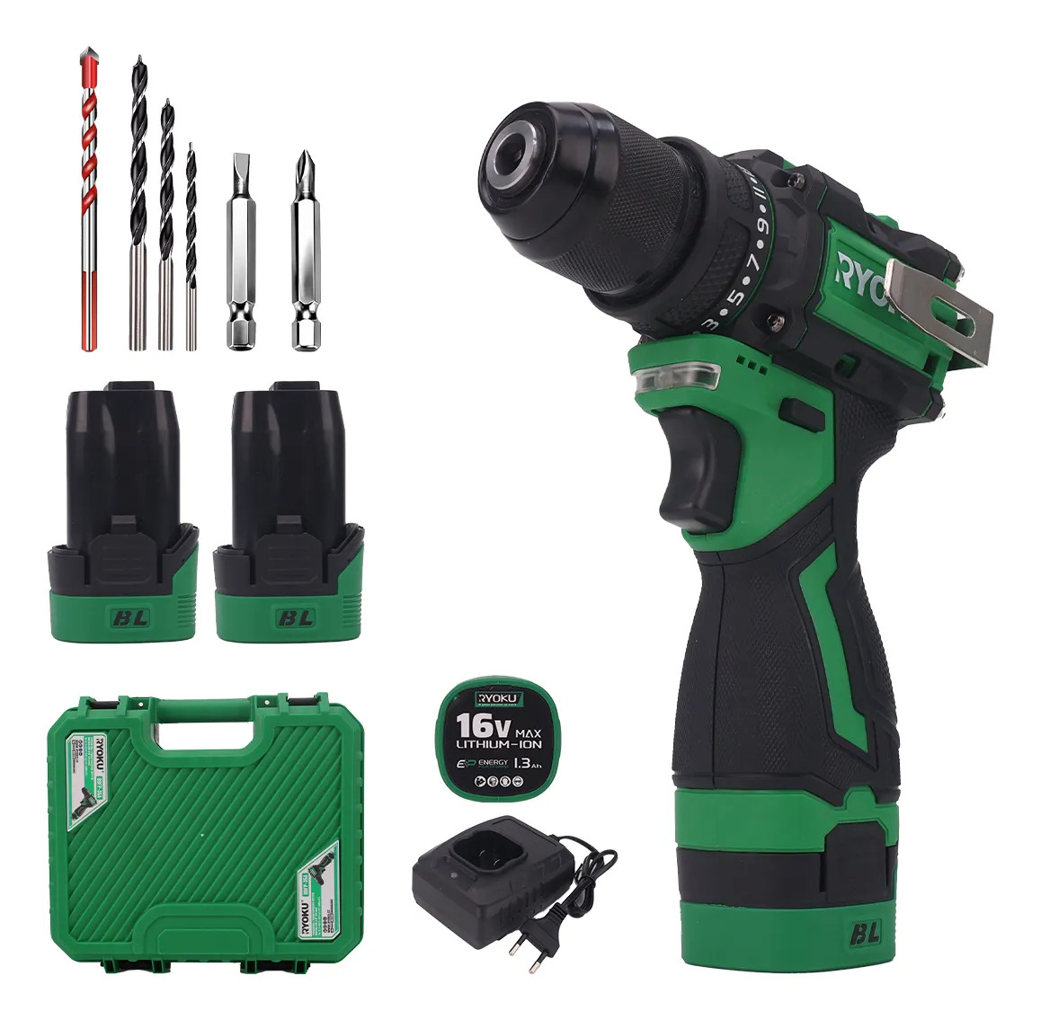 Parafusadeira Furadeira 2 Baterias 16v 10mm 50nm Brushless