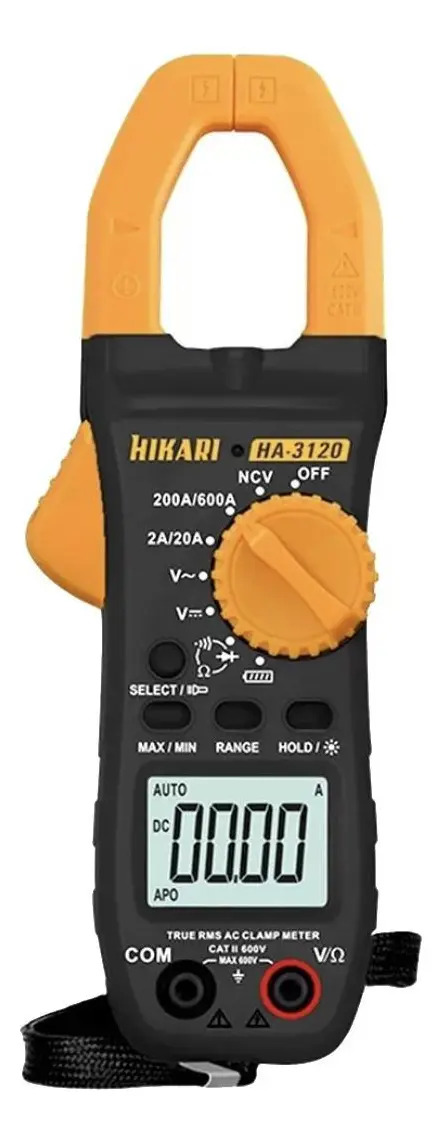 Alicate Amperímetro Digital Hikari HA-3120 600A True RMS NCV Lanterna