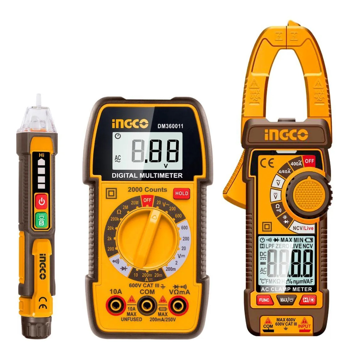 Kit Ingco Alicate Amperimetro/multimetro/testador De Tensão